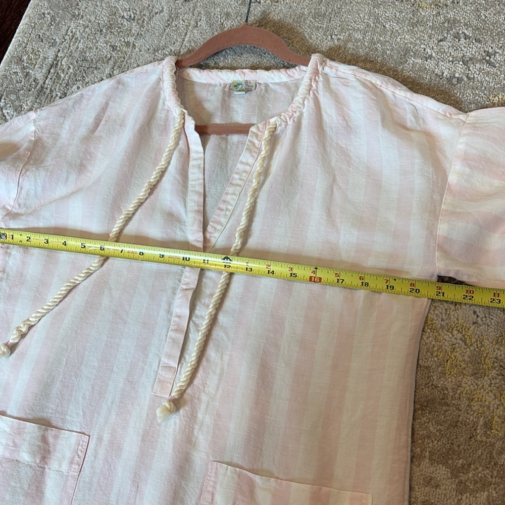 J CREW Tunic Cover Up Linen Blend Pink Striped - Picture 10 of 12